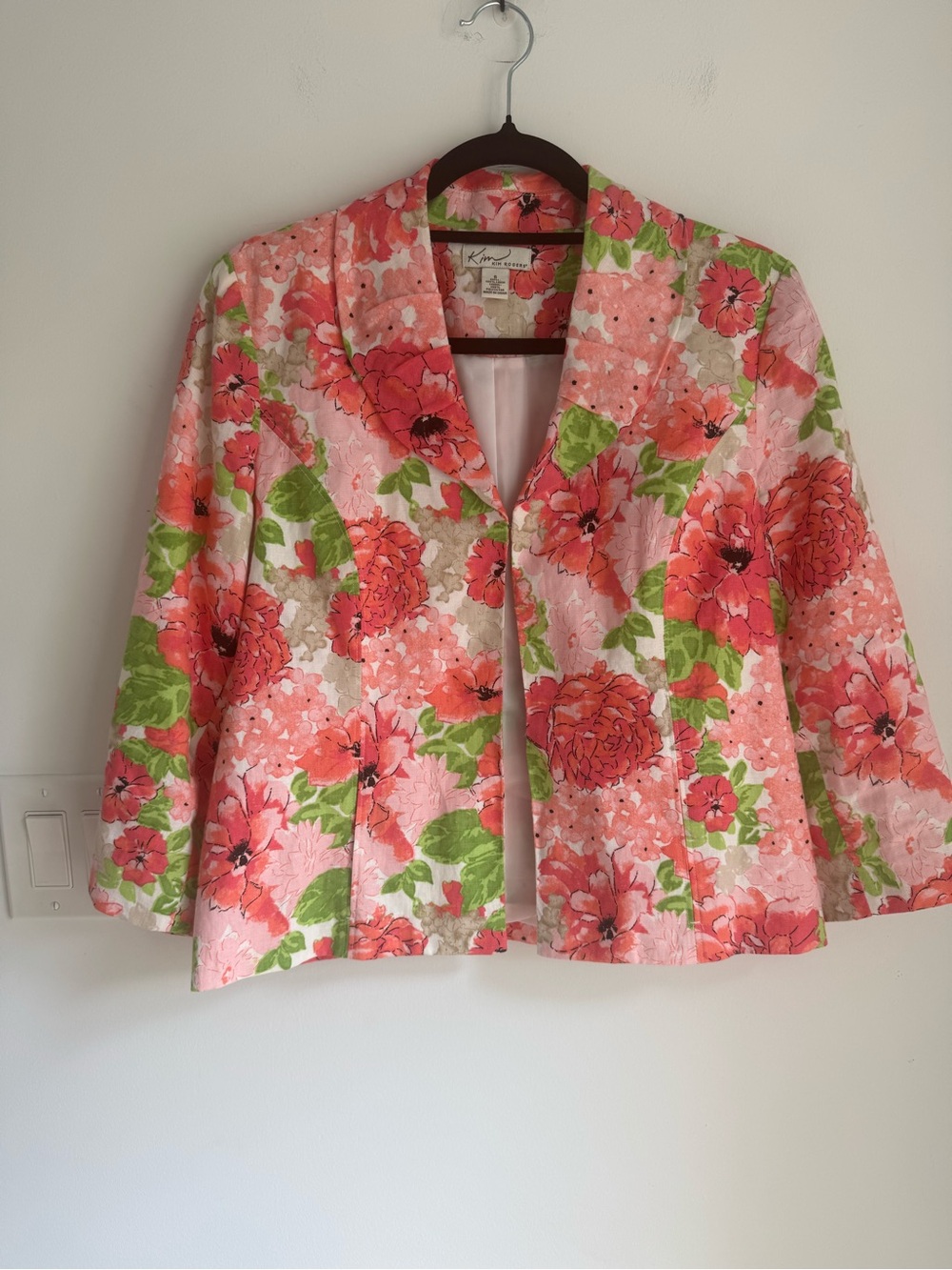 Kim‎ Rogers Women’s Floral Blazer 100% Linen Size S